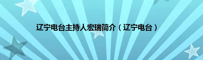 辽宁电台主持人宏瑞简介（辽宁电台）