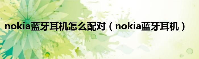 nokia蓝牙耳机怎么配对（nokia蓝牙耳机）