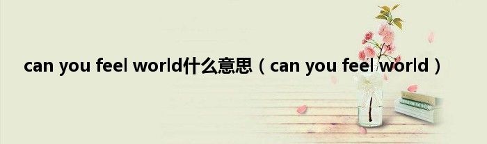 can you feel world是什么意思（can you feel world）