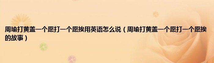 周瑜打黄盖一个愿打一个愿挨用英语怎么说（周瑜打黄盖一个愿打一个愿挨的故事）