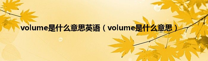 volume是是什么意思英语（volume是是什么意思）