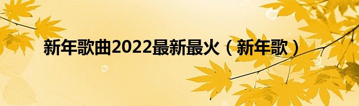 新年歌曲2022最新最火（新年歌）