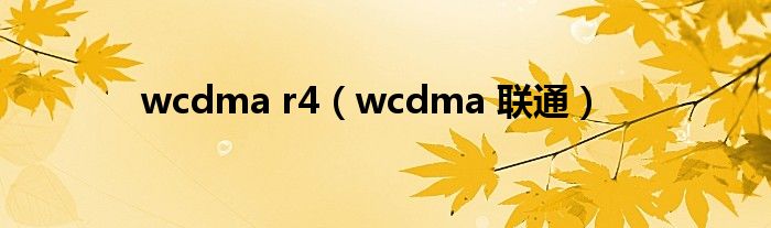 wcdma r4（wcdma 联通）