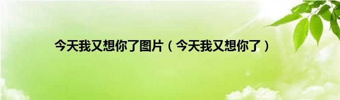 今天我又想你了图片（今天我又想你了）