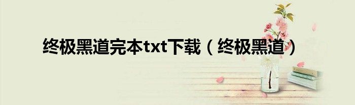 终极黑道完本txt下载（终极黑道）