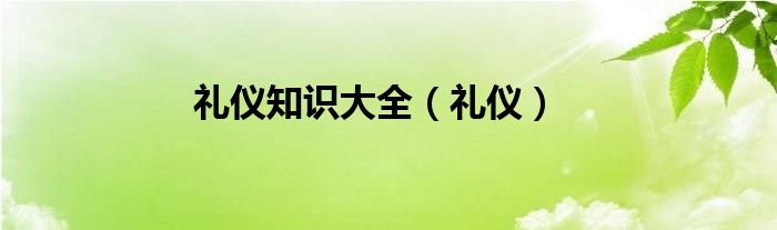 礼仪知识大全（礼仪）