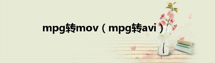 mpg转mov（mpg转avi）