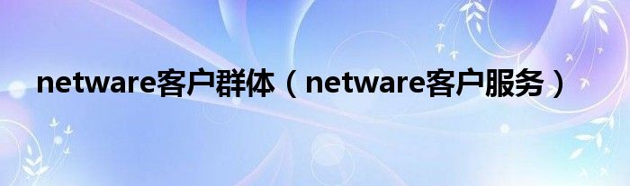 netware客户群体（netware客户服务）