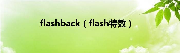 flashback（flash特效）