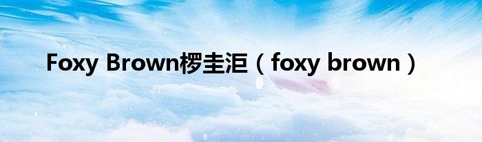 Foxy Brown椤圭洰（foxy brown）