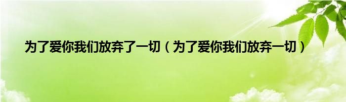 为了爱你我们放弃了一切（为了爱你我们放弃一切）