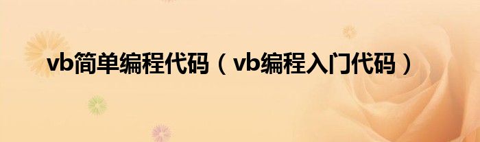 vb简单编程代码（vb编程入门代码）