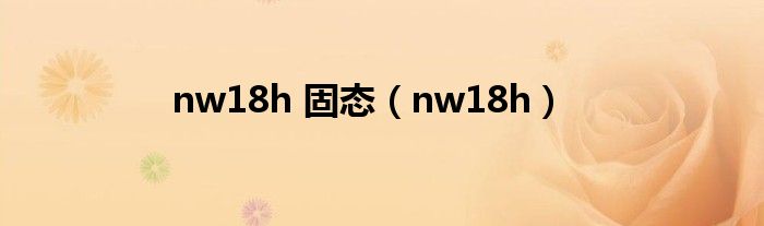 nw18h 固态（nw18h）