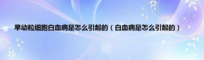 早幼粒细胞白血病是怎么引起的（白血病是怎么引起的）