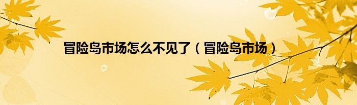 冒险岛市场怎么不见了（冒险岛市场）