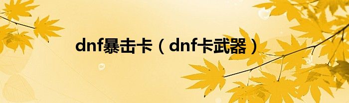 dnf暴击卡（dnf卡武器）