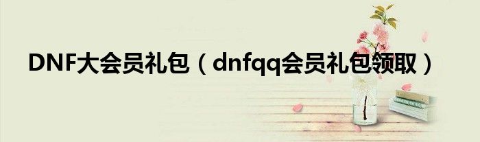 DNF大会员礼包（dnfqq会员礼包领取）