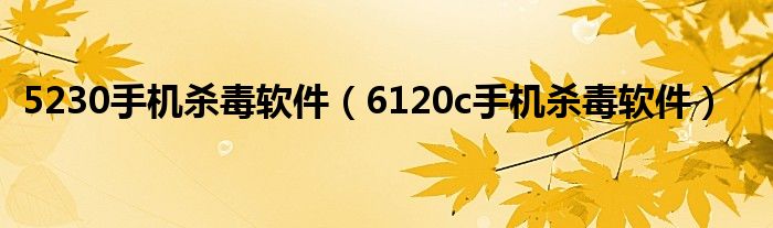 5230手机杀毒软件（6120c手机杀毒软件）