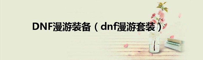 DNF漫游装备（dnf漫游套装）