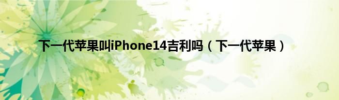 下一代苹果叫iPhone14吉利吗（下一代苹果）