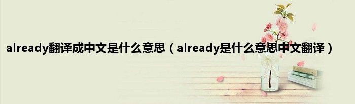 already翻译成中文是是什么意思（already是是什么意思中文翻译）