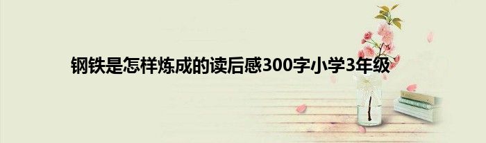 钢铁是怎样炼成的读后感300字小学3年级