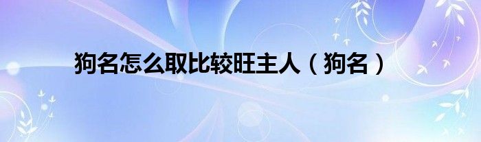 狗名怎么取比较旺主人（狗名）