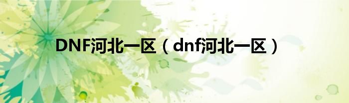 DNF河北一区（dnf河北一区）