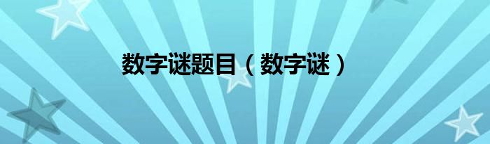 数字谜题目（数字谜）