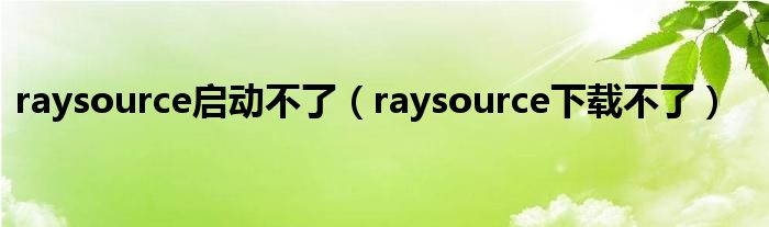 raysource启动不了（raysource下载不了）