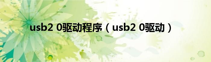 usb2 0驱动程序（usb2 0驱动）