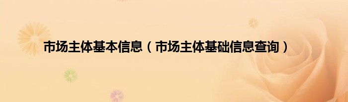 市场主体基本信息（市场主体基础信息查询）