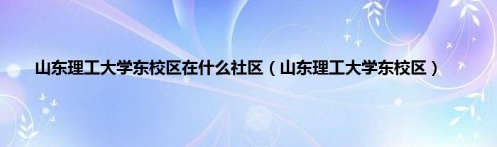 山东理工大学东校区在是什么社区（山东理工大学东校区）