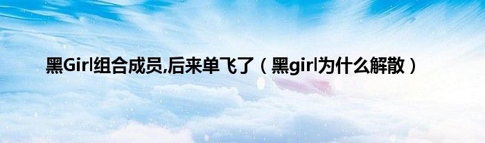 黑Girl组合成员,后来单飞了（黑girl为是什么解散）