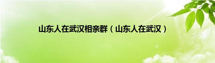 山东人在武汉相亲群（山东人在武汉）