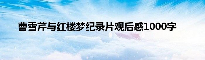 曹雪芹与红楼梦纪录片观后感1000字