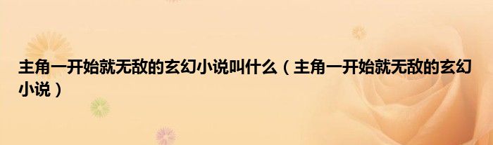 主角一开始就无敌的玄幻小说叫是什么（主角一开始就无敌的玄幻小说）