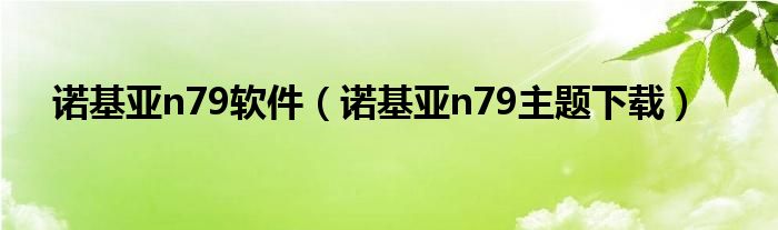 诺基亚n79软件（诺基亚n79主题下载）