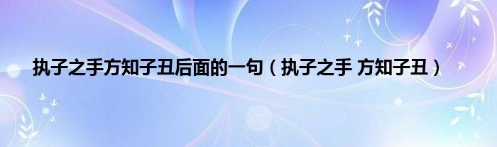 执子之手方知子丑后面的一句（执子之手 方知子丑）