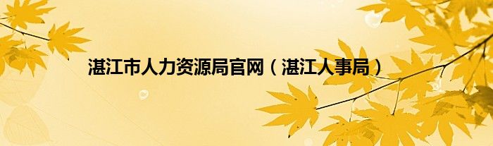 湛江市人力资源局官网（湛江人事局）