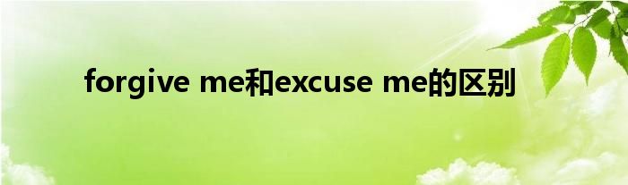 forgive me和excuse me的区别