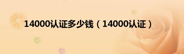 14000认证多少钱（14000认证）