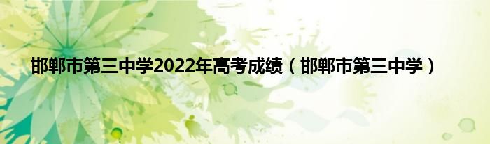 邯郸市第三中学2022年高考成绩（邯郸市第三中学）