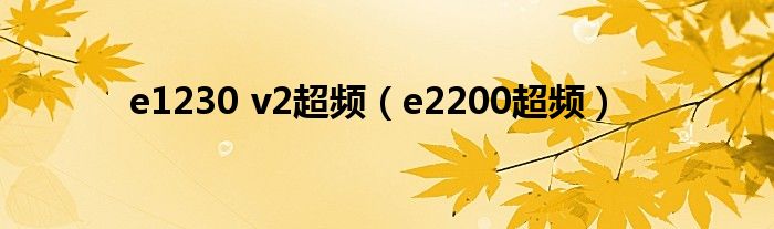 e1230 v2超频（e2200超频）