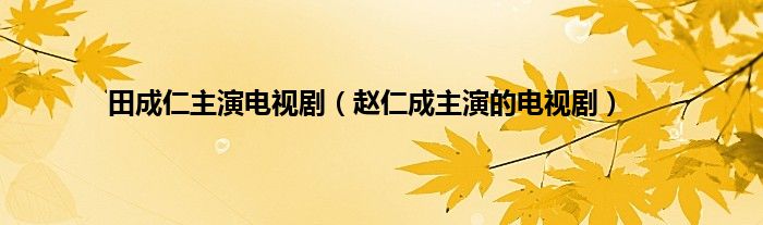 田成仁主演电视剧（赵仁成主演的电视剧）