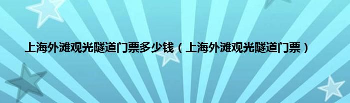 上海外滩观光隧道门票多少钱（上海外滩观光隧道门票）