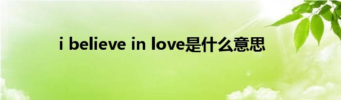 i believe in love是是什么意思