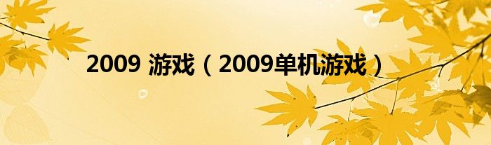 2009 游戏（2009单机游戏）