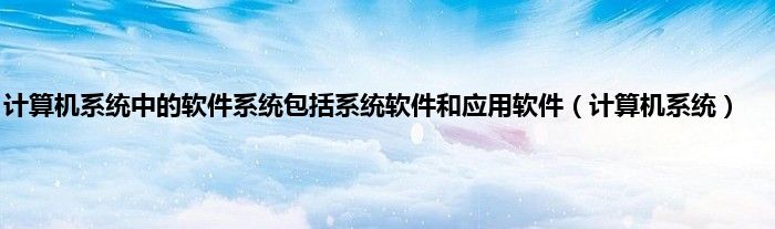 计算机系统中的软件系统包括系统软件和应用软件（计算机系统）