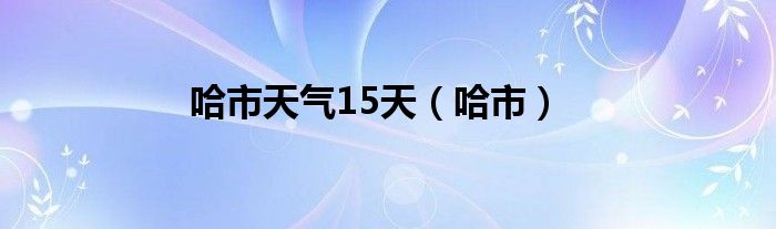 哈市天气15天（哈市）